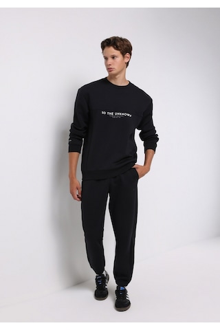 Colins Regular Fit Orta Bel Düz Erkek Siyah Eşofman Altı Cl1076853 Q1.v1 Blk Siyah