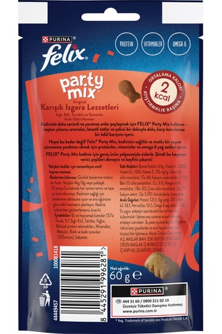 Felix Party Mix Karışık Izgara Lezzetleri Kedi Ödül Maması X8
