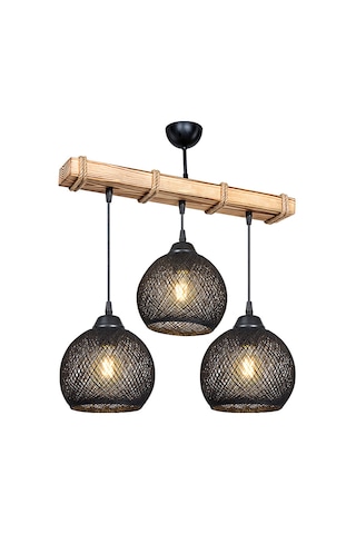 Modelight Aspen 3lü Avize - Siyah Yumak Toplu