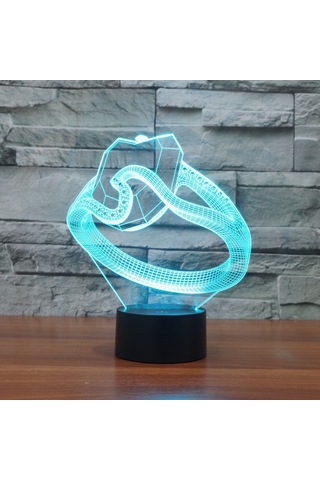 Siyah Tabanlı Yaratıcı 3d Led Dekoratif Gece Lambası, Dokunmatik Düğmeli Usb Versiyonu, Desen: Elmas Yüzük Çok Renkli