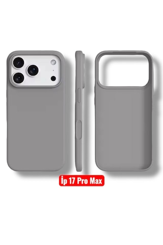 Apple Uyumlu iPhone 17 Pro Max Kılıf Kamera Çıkıntılı Yumuşak Silikon İçi Kadife Lansman Kapak . Gri