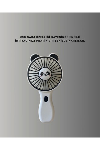 Panda Desenli Usb Şarjlı Taşınabilir Mini Vantilatör