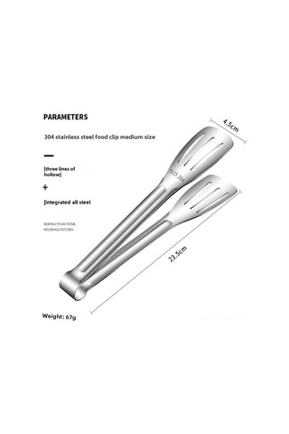 Reedark Ticari Kaliteli 304 Paslanmaz Çelik Gıda Kolu, Kore Stili Barbekü, Izgara Ve Biftek Kullanıma Uygun, 3-çizgili Orta Boy