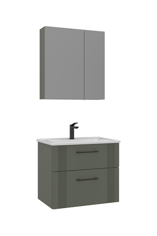 Orka Bari 65 Cm Mat Yeşil Banyo Dolabı Takımı Mat Yeşil