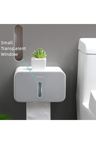 Fastbuy Kendinden Yapışkanlı Delmesiz Şeffaf Pencereli Siyah Tuvalet Kağıdı Tutucu Banyo Düzenleyici Siyah