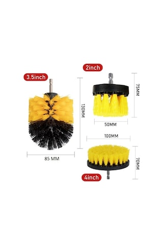 Matkap Ucu Temizleme Fırça Seti, 3'lü Matkap Ucu Fırça Seti, Matkap Ucuna Takılan Çok Amaçlı Temizlik Fırça Seti, Zorlu Kirler İçin Çok Renkli