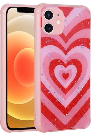 Apple Uyumlu iPhone 11 Kılıf Simli Desenli Kamera Korumalı Parlak Popy Kapak - Kalp Kalp Kalp