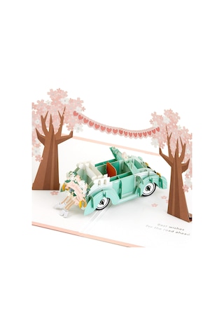 Signature Paper Wonder Pop Up Düğün Kartı Klasik Araba, Yeni Evlenmiş 5rzh1207