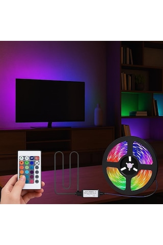 Monitör Ve Tv Arkası 3 Metre Rgb Şerit Led Seti - Cata Usb Bağlantılı, Uzaktan Kumandalı, 352 Renk Seçenekli Ambiyans Aydınlatma, Göz Yormayan Led Işık Sistemi .