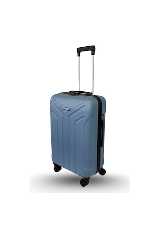 Vegmann Tartılı Scavel Mavi Büyük Boy Valiz Mavi