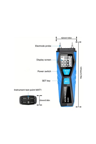 Motion003 Wm700 Ahşap Beton Nem Ölçer Otomatik Kalibrasyon Çift Pinli Higrometre Lcd Ekran