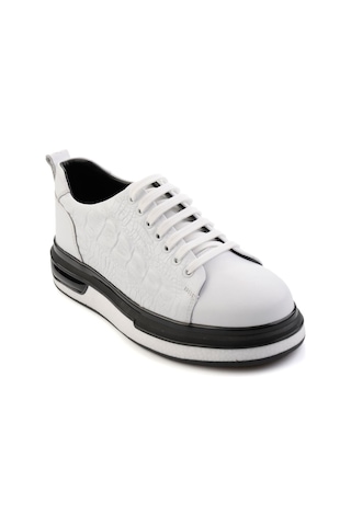 Bambi Beyaz Baskılı Hakiki Deri Erkek Sneaker E01811038003 Beyaz