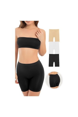 Cottonhill Premium - Kadın Ultra-rahat Seamless Yüksek Bel Uzun Paça Boxer 3'lü Paket Renkli-1 Çok Renkli