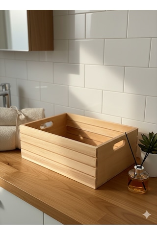Masif Ahşap Sandık - Büyük Boy Saklama Depolama Ve Düzenleme Için Tahta Kutu Çok Amaçlı Organizer - Big Wooden Box Ahşap