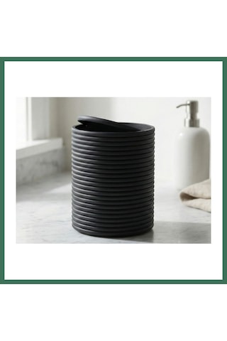 En-cag 3d Baskı Mini Yivli Çöp Kutusu Sallanır Kapaklı Masaüstü Banyo Makyaj Masası Kovası 12x9 Cm Antrasit Bss