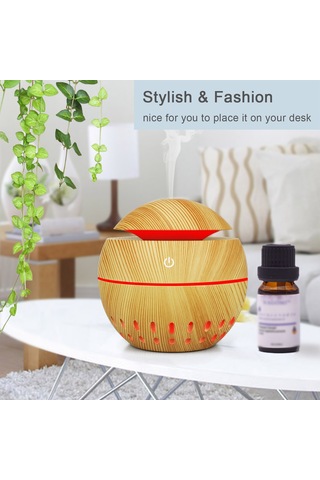 Kosona Küçük Taşınabilir Usb Nemlendirici, Ultra Sesiz Ultrasonik Teknoloji, 130ml Kapasite, Ev/ofis/araç İçin Koyu Ahşap Desenli Taban Yok