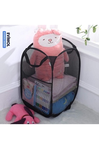 Çamaşır Sepeti & Oyuncak Filesi Orta Boy 40 40 70 Cm Plastik Siyah 70 X 40 Tr Diğer