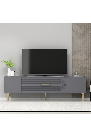 Dekol3ct Tv Sehpası Antrasit-altın