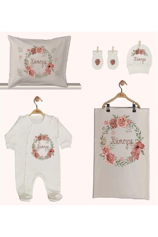 Pia Baby Gl 1937-02 İsme Özel Beşli Tulum Set Krem