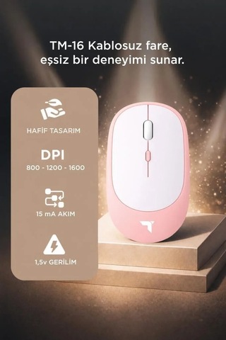 Mouse Çift Modlu Sessiz Kablosuz Fare Tm16 Pembe Ofis Gereci Cep Aksesuarı Bilgisayar Faresi