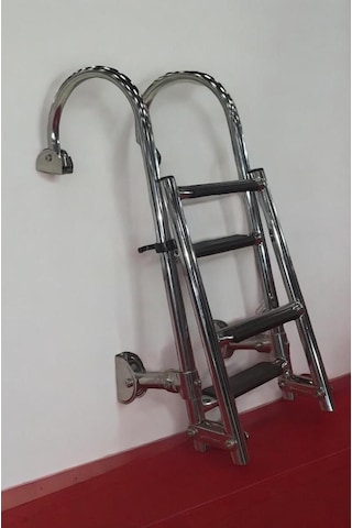 4 Basamaklı Katlanır Krom Merdiven