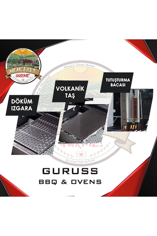 Guruss Mangal Aksesuar Seti Döküm Izgara+Lav Taşı+Tutuşturmabaca