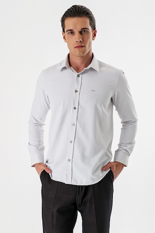 İmza Açık Bej Uzun Kollu Desenli Armürlü Sert Yaka Cepsiz Pamuklu Slim Fit Dar Kesim Gömlek 1004235171-açık Bej Açık Bej