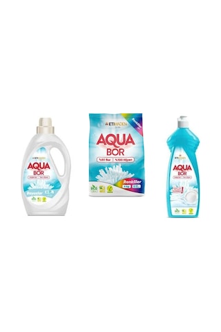 Aquabor Doğal Mineralli Sıvı Beyaz + 4 Kg Renkliler + Elde Bulaşık 3 Lü Set