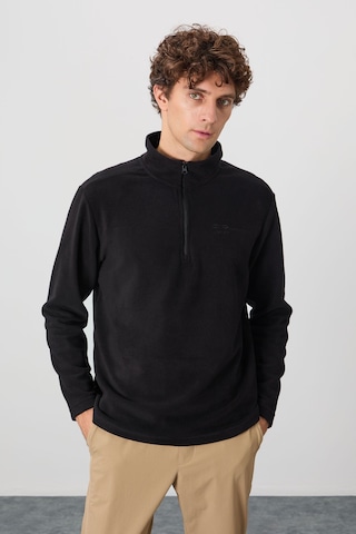 Tommy Life River Siyah Dik Yaka Erkek Polar Sweatshirt - 88310 Siyah