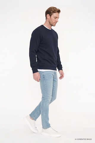 Ac&Co / Altınyıldız Classics Erkek Lacı 2 İplik Sıcak Tutan Standart Fit Normal Kesim Bisiklet Yaka Sweatshirt Lacı Lacivert