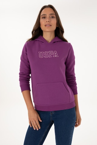 U.S. Polo Assn. Kadın Menekşe Şardonlu Kapüşonlu Basic Sweatshirt 50313566-VR037
