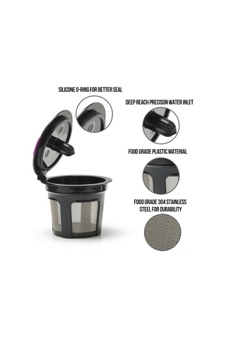 Fosenze Geri Dönüştürülebilir Kahve Kapsülü, 304 Paslanmaz Çelik Filtre, Keurıg 2.0 & 1.0 Serisi Uyumlu, Siyah 6'lı Paket Siyah