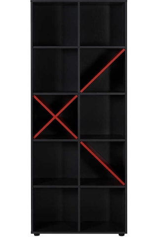 Gaming 10 Raflı Kitaplık - Antrasit-kırmızı 75x188x30 Cm Gxyxd