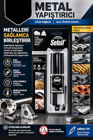 Metal Yapıştırıcı Epoksi Şırınga Tipi Çift Bileşenli Güçlü Metal Yapıştırıcı Çelik Alüminyum Demir