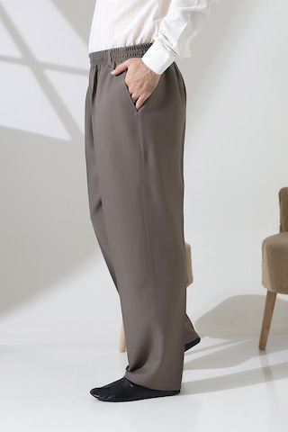 Erkek Beli Lastikli Cepli Hac Umre Kumaş Şalvar Pantolon - Toprak Isr Vizon