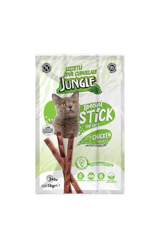 Jungle Tavuk Etli Kediler İçin Ödül Çubuğu Mama 3 x 5 G