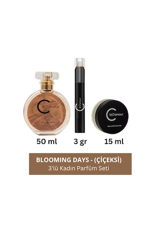 Blooming Days Çiçeksi / Gurme Women - 3 Lü Kadın Parfüm Seti 50 Ml - Vegan