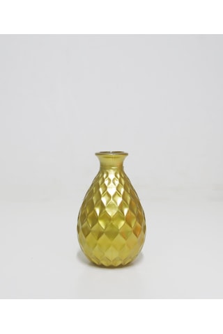 Missi Gold Baklava Kabartmalı Cam Vazo 12 Cm