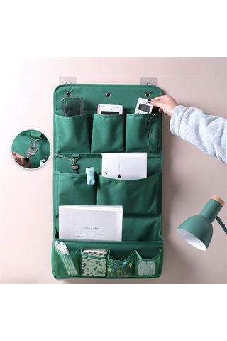 Besthome1 Duvar Monteli Kumaş Depolama Çantası, İki Seviyeli Telefon&aksesuar Saklama, Yatak Odası/kolej Odası Organizatörü Gi