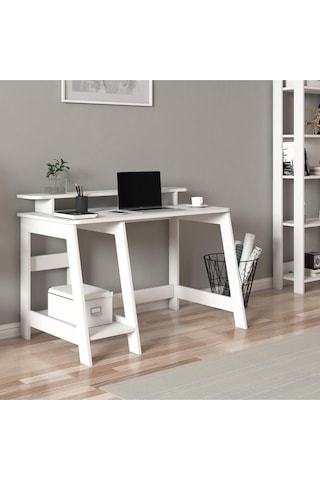 Country Ergonomik Çalışma Masası, Modern Bilgisayar Masası - Beyaz
