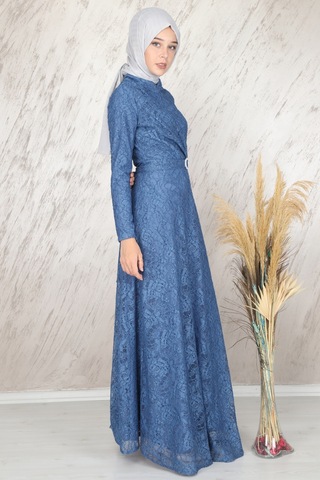 İbrahim Burak Etiler Collection Ahunisa Tanem Abiye İndigo 6525