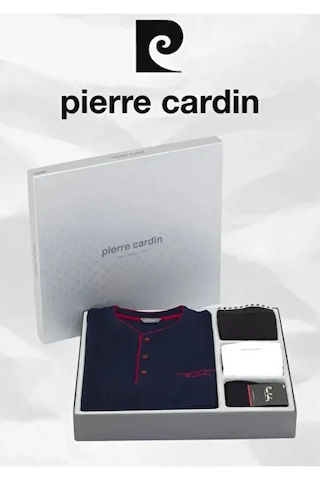 Pierre Cardin 2000 Damat Çeyiz 5 Li Atlet Boxer Çorap Pijama Takımı V1 Lacivert