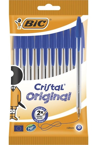Bic Cristal Medium Tükenmez Kalem Mavi 10'lu Poşet