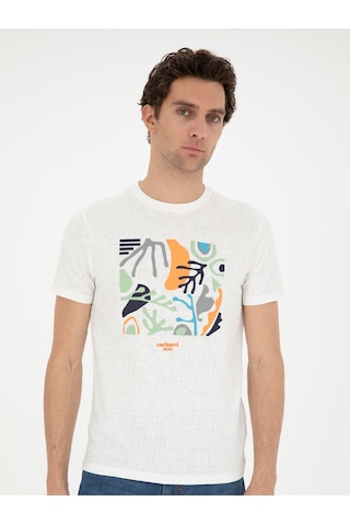 Beyaz Slim Fit Bisiklet Yaka T-shirt