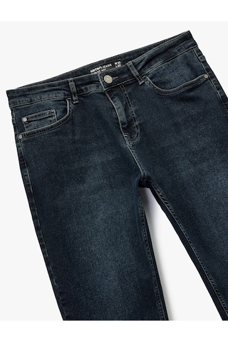 Koton Normal Bel Pamuklu Slim Fit Jean Pantolon - Brad Jean Koyu İndigo 6wam40239nd İndigo