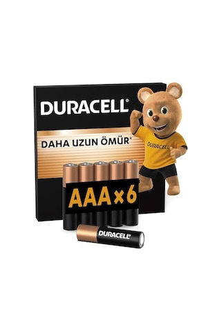 Duracell Basic Aaa Alkalin Ince Kalem Pil 6'li Paket 1,5v Daha Uzun Ömürlü Günlük Cihazlar Için Güv