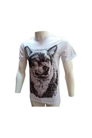 Evox Kurt Baskılı Penye Tişört Beyaz Bay-Kadın S,M,L,Xl