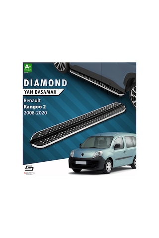 S-dizayn Renault Kangoo 2 Uzun Şase Diamond Krom Yan Basamak 223 Cm 2008-2020 A+ Kalite