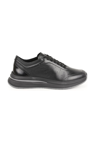 Erkek Sneaker Siyah Hakiki Deri Delikli Nefes Alan Bağcıklı Hafif Kalın Gri Eva Taban Ayakkabı Lbr H1120 Syh-gri