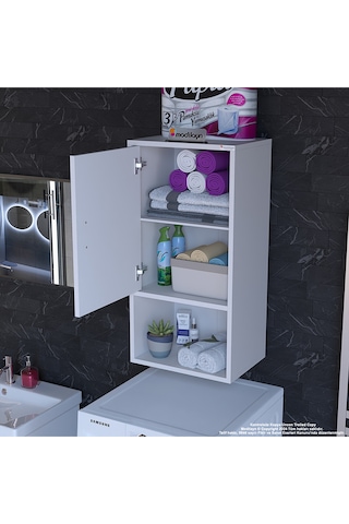 Şile 45 X 85 X 32,5 Cm Makine Üstü Asma Ve Çok Amaçlı Banyo Dolabı Beyaz